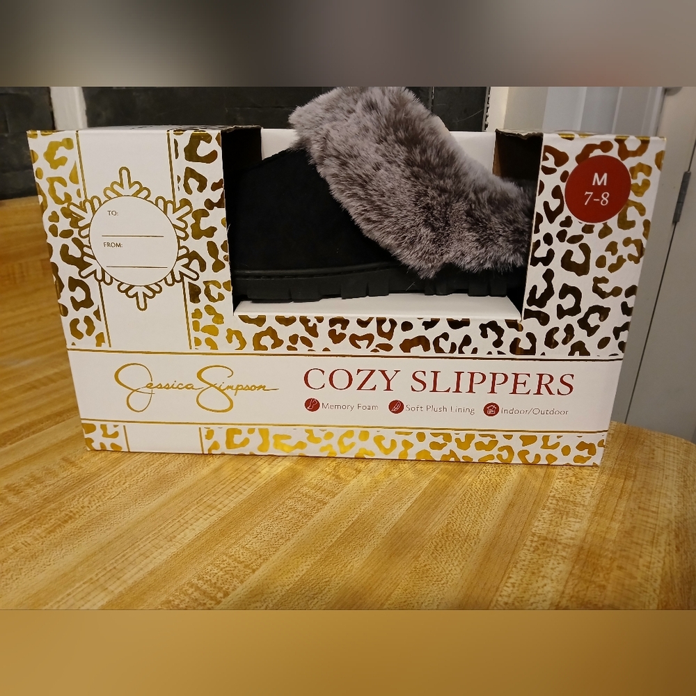 Black Cozy Slippers Jessica Simpson